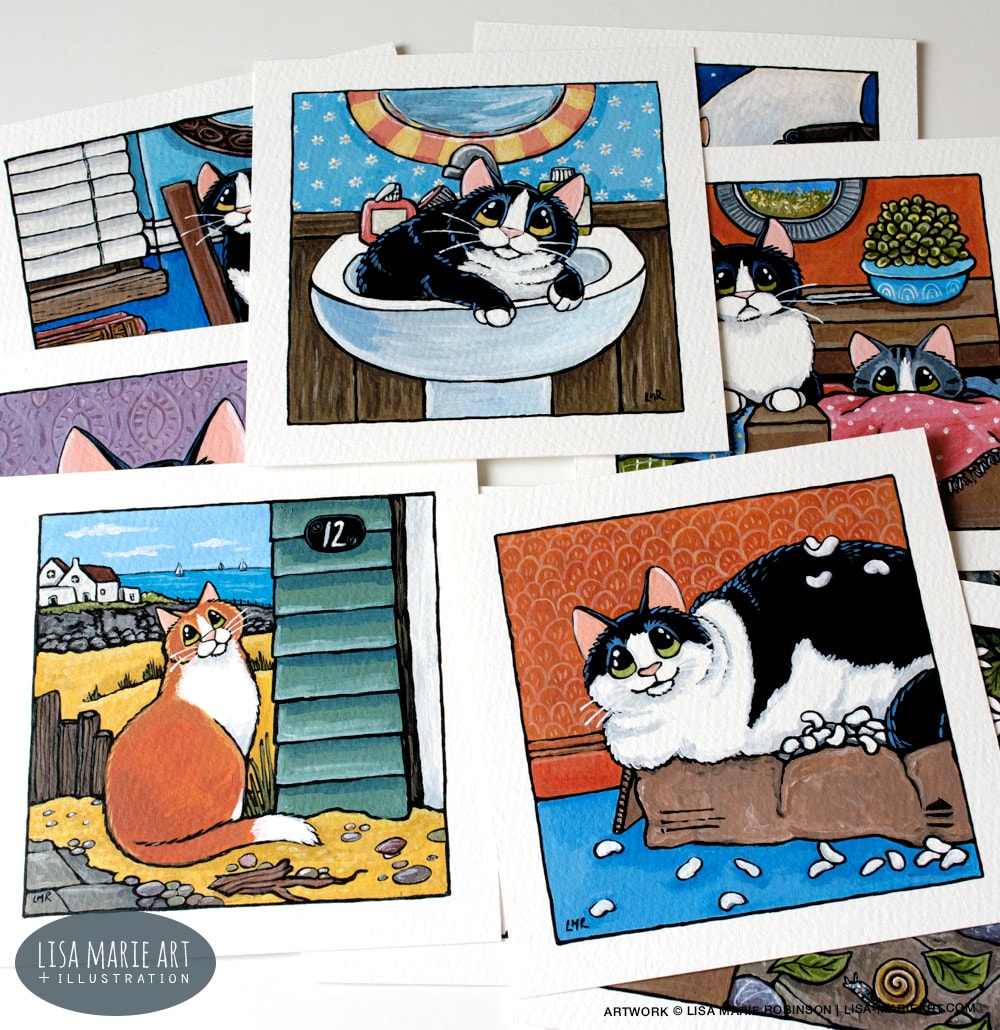 Tuxedo Cat Paintings - Whitby Galleries Aug 2017