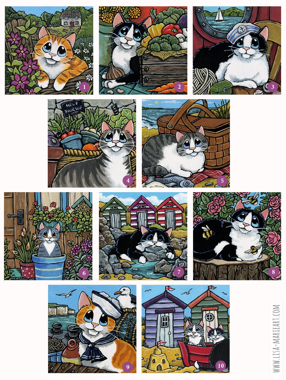 Whitby Galleries Cat Illustrations June 2018 Thumbnails