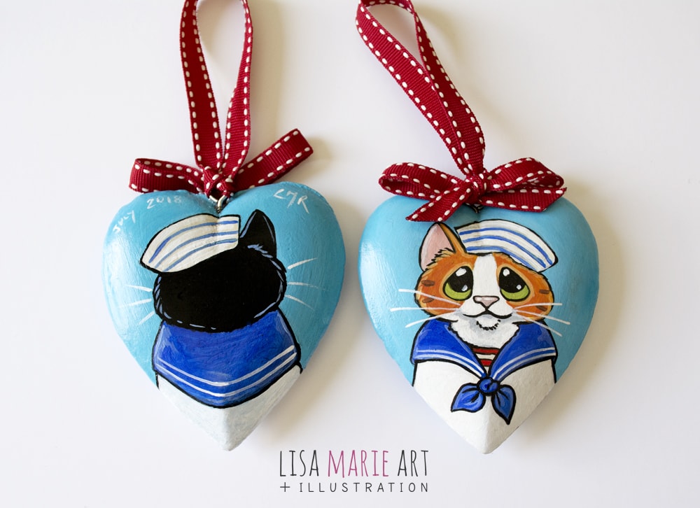 Sailor Cat Heart Hanging Decoration