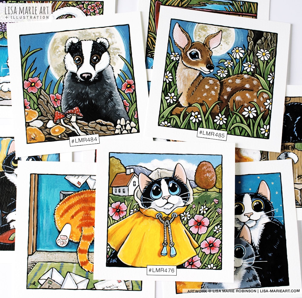Deer, Cat and Badger Illustrations at Whitby Galleries
