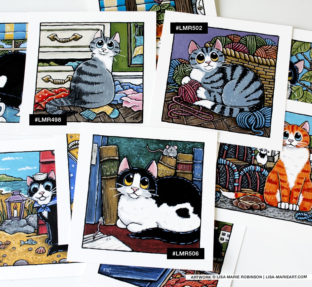 Cat illustrations - Whitby Galleries June 2019