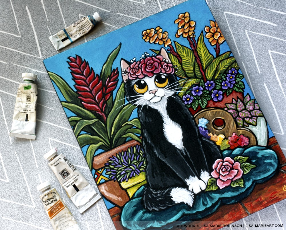 Frida Kahlo Cat Painting