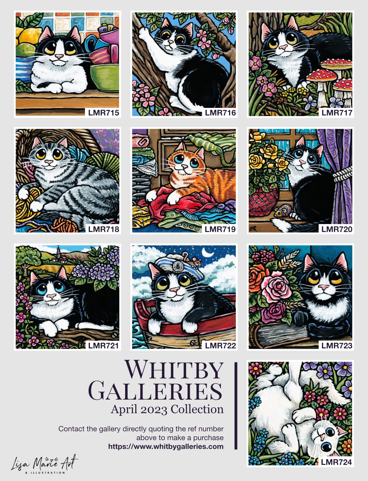 Ref No.s for April 2023 Collection of Cat Paintings at Whitby Galleries