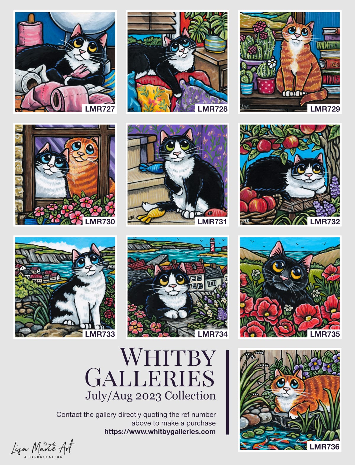 Cat Artwork at Whitby Galleries July 2023