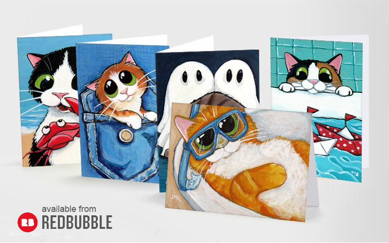 Cat Art Greeting Cards by Lisa Marie Robinson