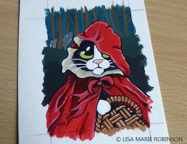 Little Red Riding Hood Cat ACEO final