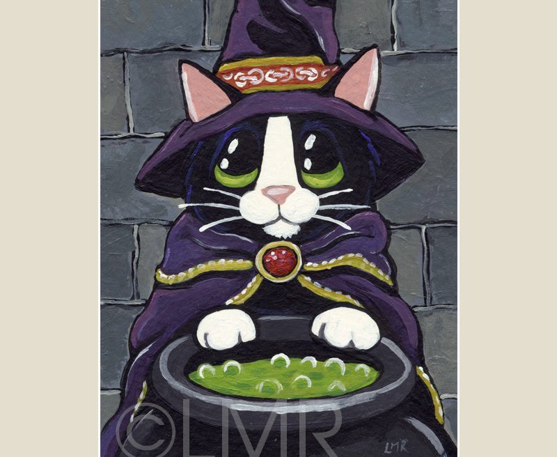 A Wizardy Brew - Halloween Cat ACEO