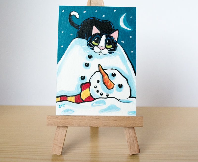 It Just Fell Off, Tuxedo Cat ACEO by Lisa Marie Robinson