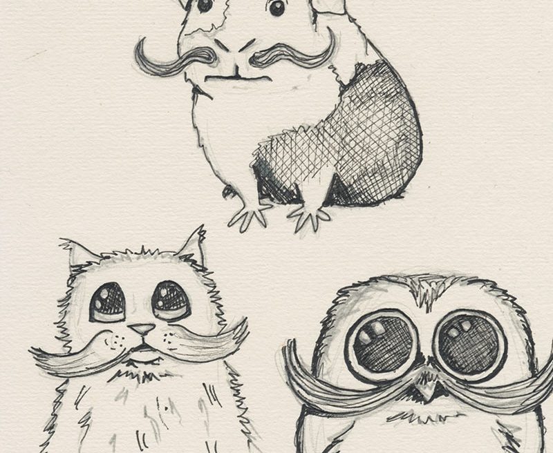 Critters with Moustaches Sketch