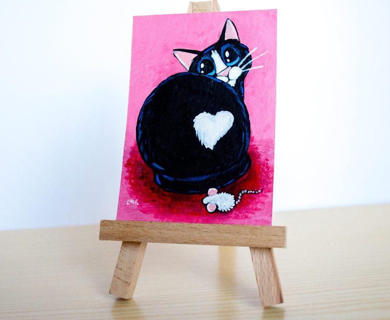 Fuzzy Love Butt - Cat ACEO by Lisa Marie Robinson
