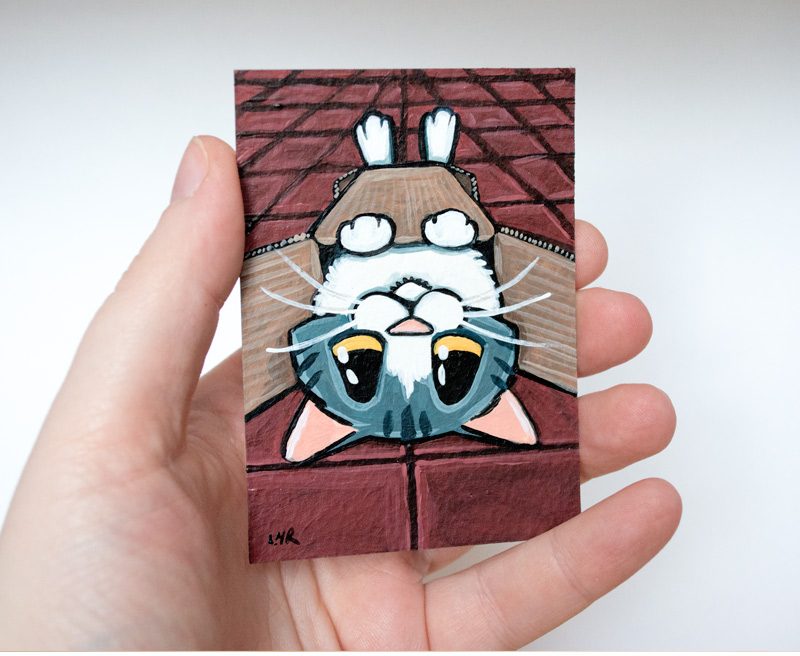 Just the Right Fit: Tabby Cat ACEO by Lisa Marie Robinson