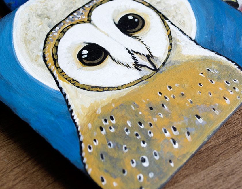 Barn Owl Coaster Art - Work in Progress