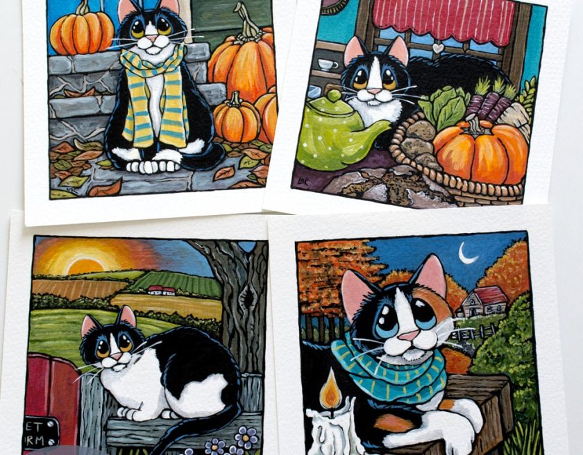 Autumnal Cat Paintings - Whitby Galleries Oct 2017