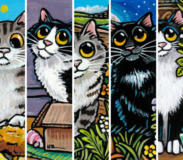 Montage of current artwork for sale at Whitby Galleries. June 2026. Art by Lisa Marie Robinson.
