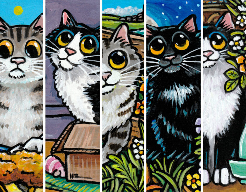 Montage of current artwork for sale at Whitby Galleries. June 2026. Art by Lisa Marie Robinson.